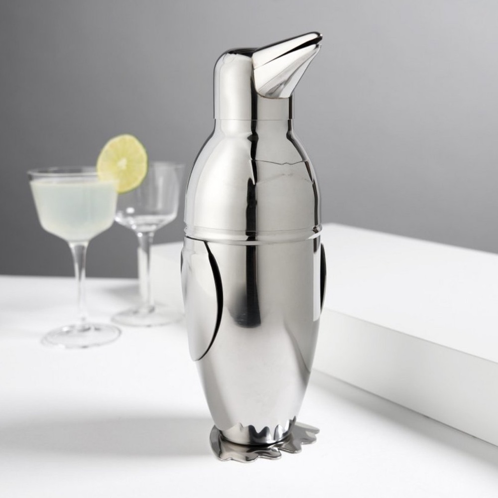 Penguin Stainless Steel Cocktail Martini Shaker 17oz Barware Mixer with Strainer